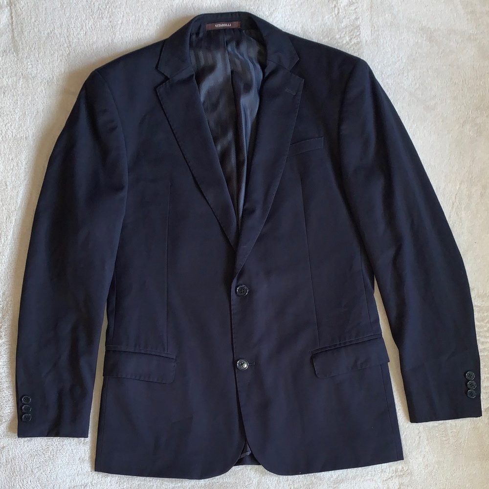 Vitarelli Italian Blazer Navy Blue Shoulder Pads Men’s Size 40L/34W